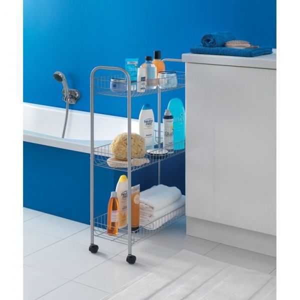Desserte multi-usage Slim DELUXE 3 niveaux argent