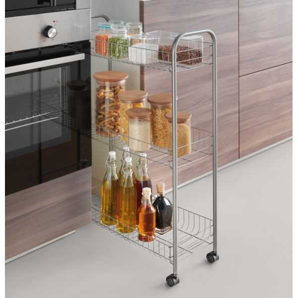 Desserte multi-usage Slim DELUXE 3 niveaux argent