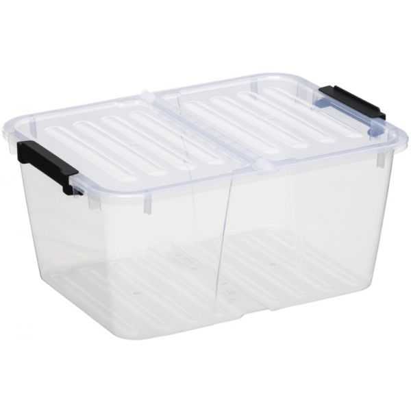 Boite transparente avec couvercle pliant 15 litres