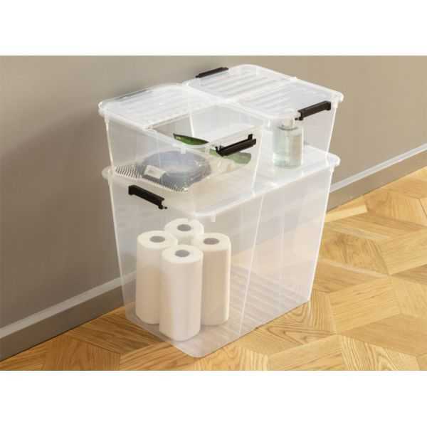Boite transparente avec couvercle pliant 30 litres