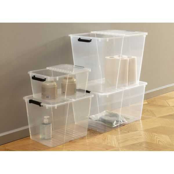 Boite transparente avec couvercle pliant 50 litres