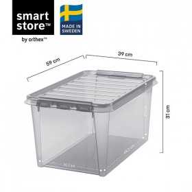Grande Boîte de rangement grise transparente 47 litres