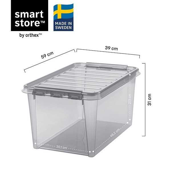 Grande Boîte de rangement grise transparente 47 litres