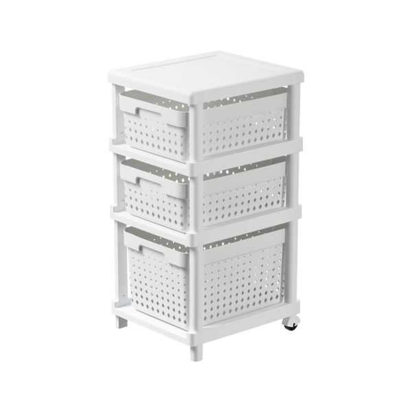 Tour de rangement 3 paniers avec roulettes