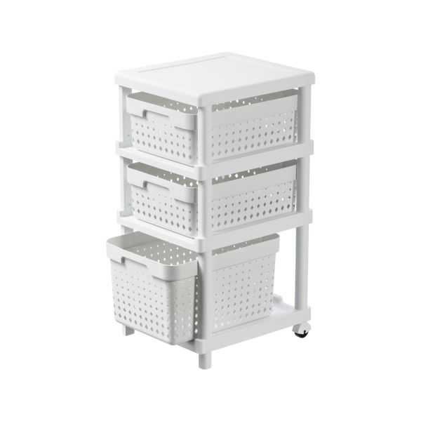 Tour de rangement 3 paniers avec roulettes