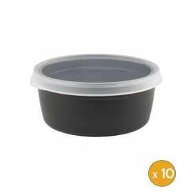10 boites rondes alimentaires plastique professionnelle 1,2 litre