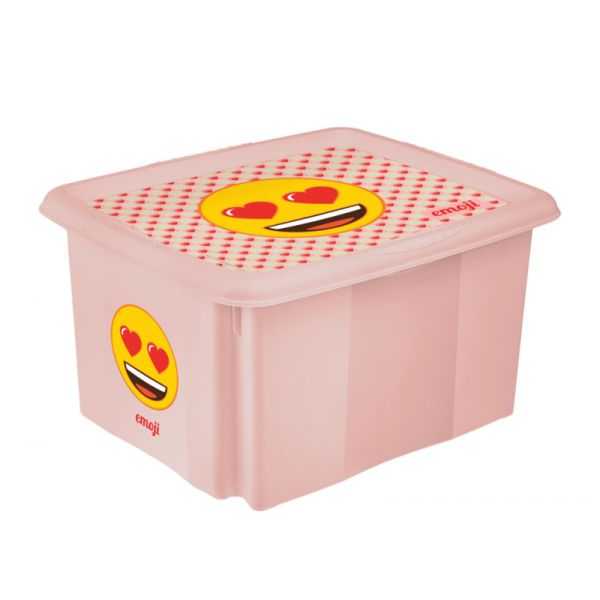 Boîte de Rangement Jouet Emoji Cœur 24 Litres