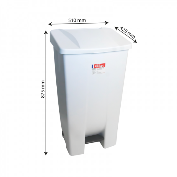 Poubelle professionnelle à pédale 120 L avec couvercle