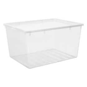 Grande Malle en plastique transparente pour vêtements 134 litres Basic Box