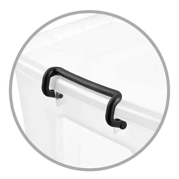 Boîte de rangement transparente à couvercle clipsable 65 litres