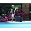 Malle de rangement solide noire avec roulettes 120 litres