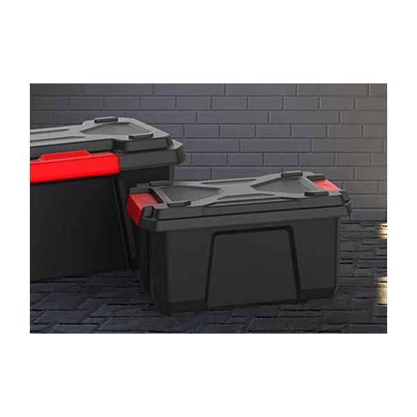 Caisse de rangement solide noire avec couvercle 40 litres