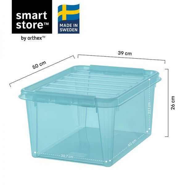 Boîte de rangement grise rose ou Bleue avec couvercle 31 litres