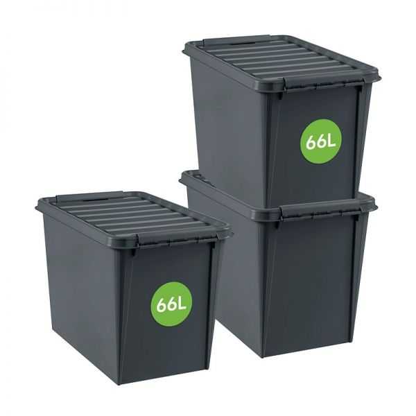 Caisse de rangement avec couvercle en Plastique Recyclé 66 litres