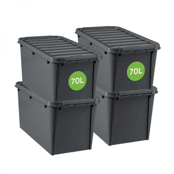 Grande Caisse plastique avec couvercle 70 litres