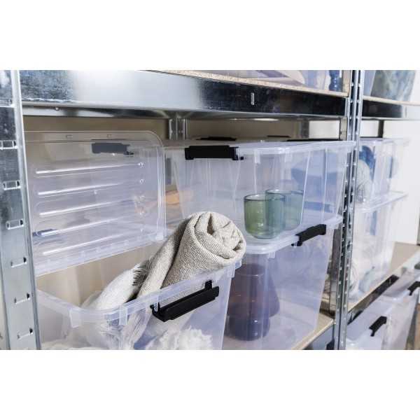 Boite transparente avec couvercle pliant 50 litres