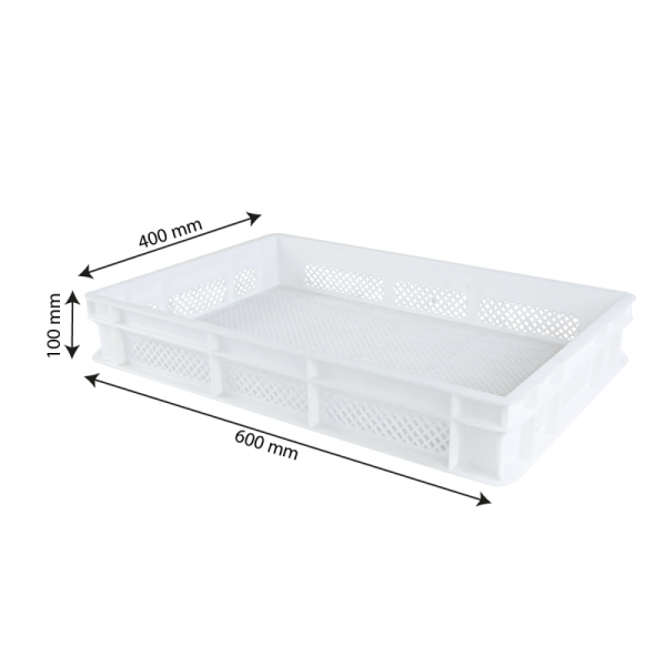 Caisse finement ajourée 600 x 400 x 100 mm 18 L - blanc