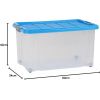 Boîte de rangement avec couvercle et roulettes 55 litres