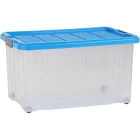 Boîte de rangement avec couvercle et roulettes 55 litres
