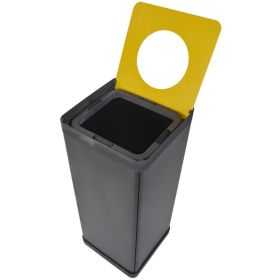 Poubelle de tri sélectif pour plastique noir et jaune 50 litres