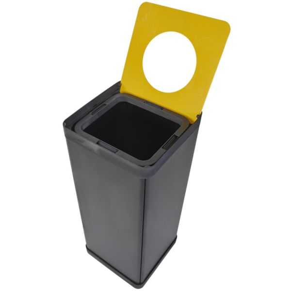 Poubelle de tri sélectif pour plastique noir et jaune 50 litres