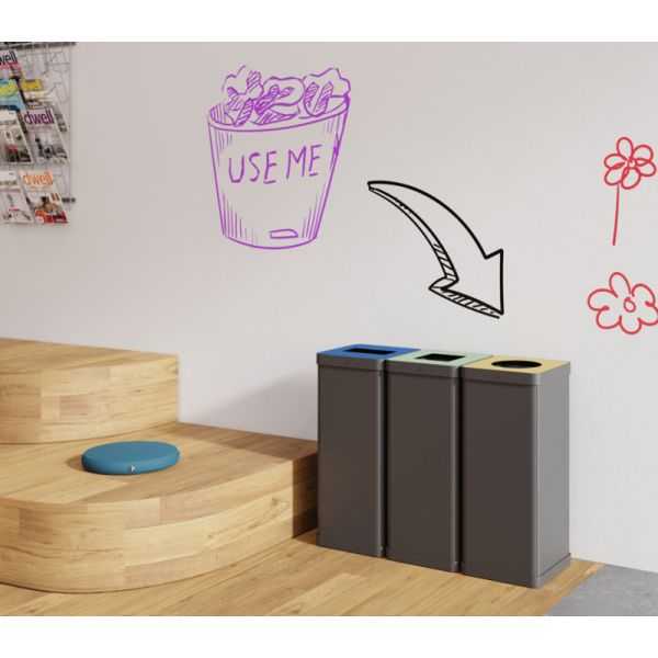 Poubelle de tri sélectif pour plastique noir et jaune 50 litres