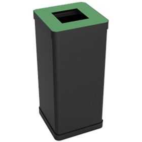 Poubelle de tri sélectif pour déchets résiduels noir et vert 50 litres