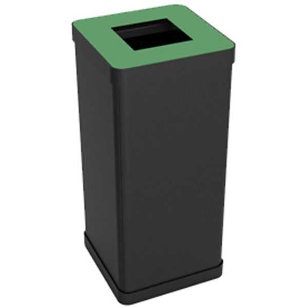 Poubelle de tri sélectif pour déchets résiduels noir et vert 50 litres