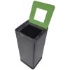 Poubelle de tri sélectif pour déchets résiduels noir et vert 50 litres