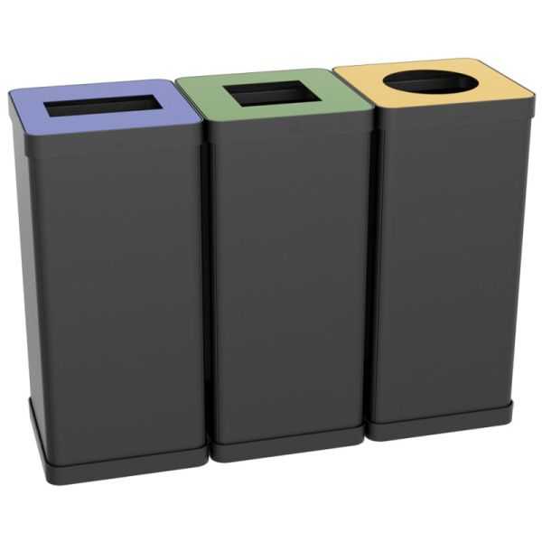 Poubelle de tri sélectif pour déchets résiduels noir et vert 50 litres