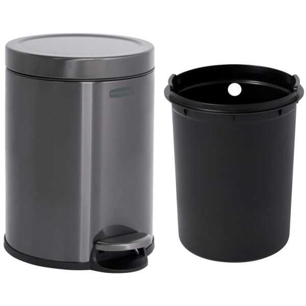 Poubelle ronde à Pédale en inox 6 litres