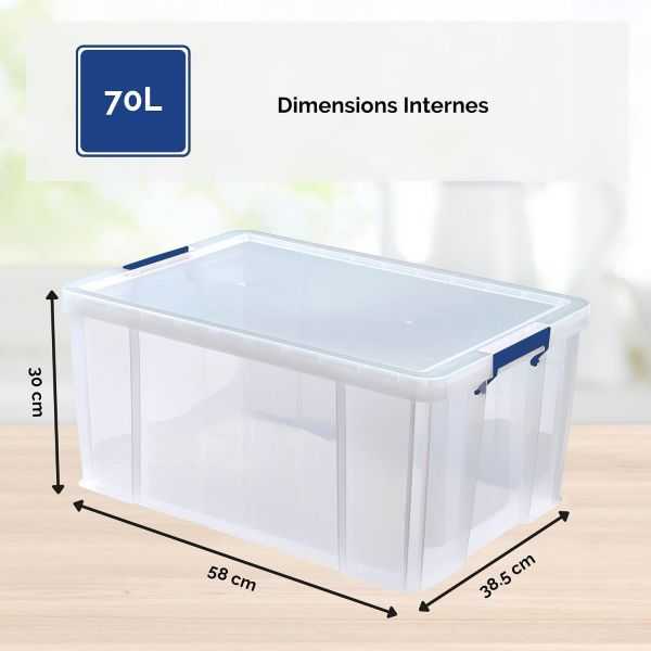 Grande Boîte de rangement empilable solide 70 litres