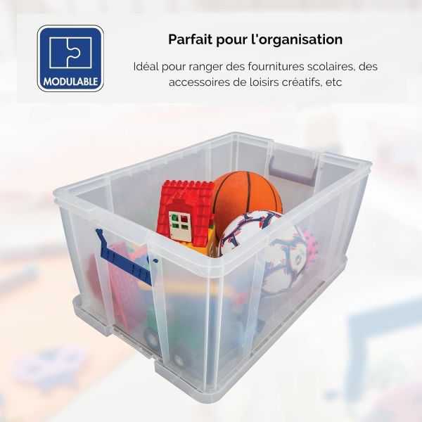 Grande Boîte de rangement empilable solide 70 litres